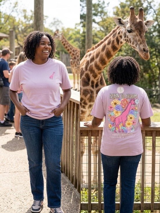 Simply Southern Tops - Simply Southern Giraffe Tracking 'Born to Bloom' Graphic Tee